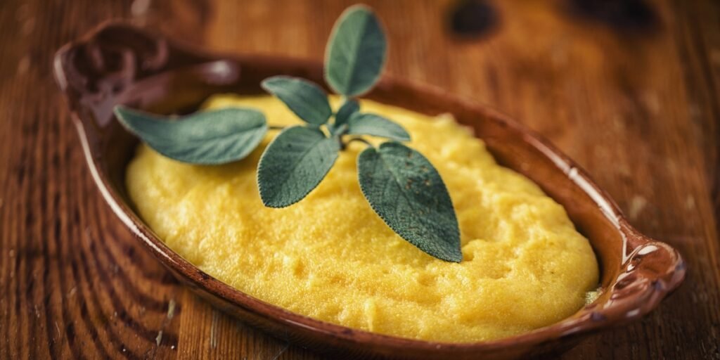 polenta taragna com queijose tortelli di zuccasão